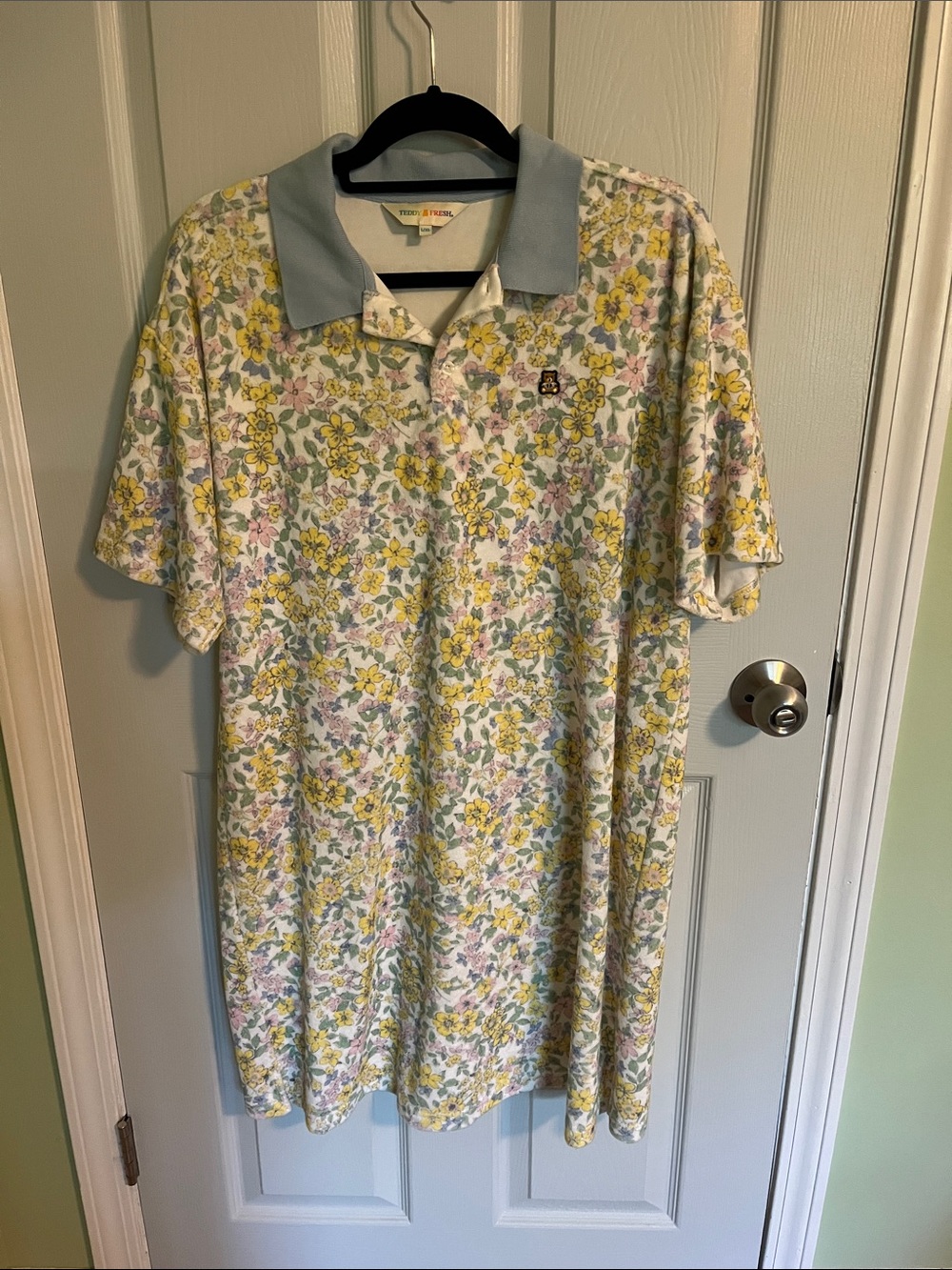 Teddy Fresh Pastel Floral Polo Dress with Light Blue Collar